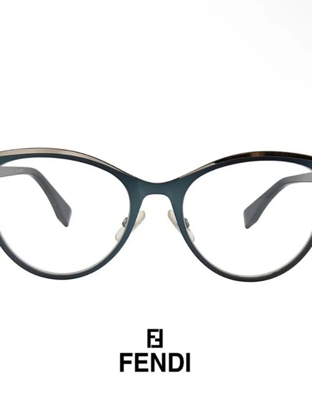 FENDI FF 0278 ZI9 Cat-Eye Eyeglasses – Teal Blue Italian Designer Frames NWOT